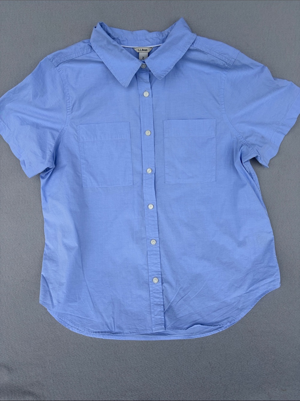 L.L. Bean Sky Blue Short Sleeve Button Front Shirt